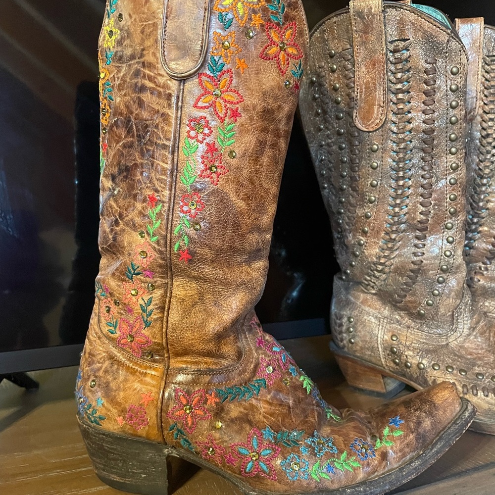 Old Gringo Brown Floral Embroidered cowboy Boots please read description - Picture 5 of 5